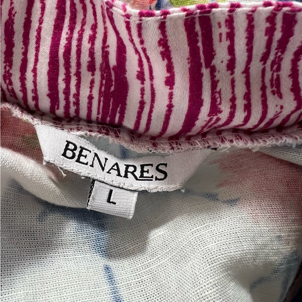 Benares Poncho top size Large coverup Cotton colorful beachy Summer - Picture 8 of 9